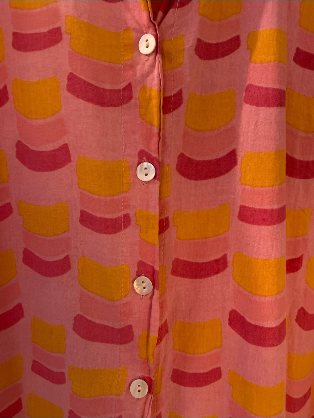 Humphries and Begg Beachy Dress In Bright Pink & Yellow Button-Front - Picture 2 of 5